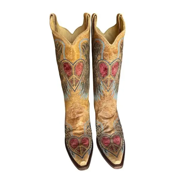 NWT CORRAL hearts and wings snip toe cowboy boot size 10 - Picture 3 of 8